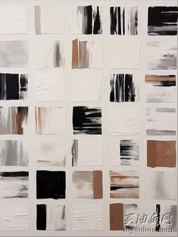 大型黑白抽象画、侘寂纹理墙壁艺术、极简主义油画、帆布艺术品