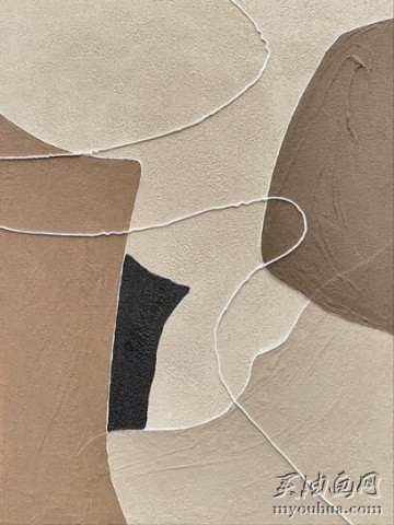 中性侘寂纹理墙壁艺术，米色棕色抽象绘画 大芬村
