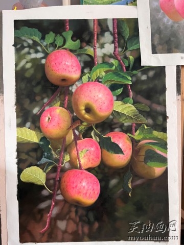 超写实油画苹果  大芬村油画 实例